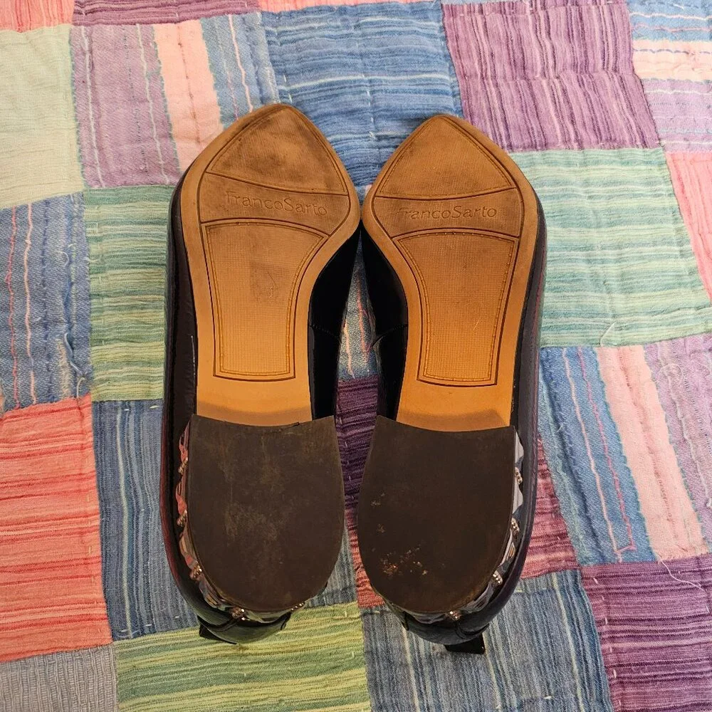 Franko Sarto Sadie Black Patent Leather Shoes with Spiked Metal Heel, Size 7 - Picture 6 of 7